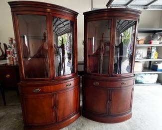 Pair, Beautiful Vintage Mahogany round front corner China cabinets