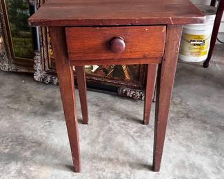 Antique Pine one drawer stand, mortise and peg construction
