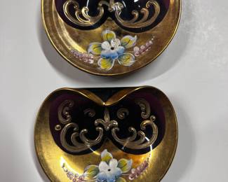Moser Bohemian gold decorated dishes