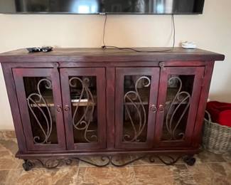 Custom Wood & Iron Entertainment Center 