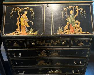 Oriental/Asian Black Lacquer Secretary Desk absolutely gorgeous! 