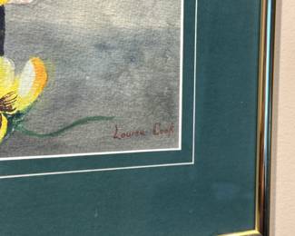 Framed pansy art by Louise Cook