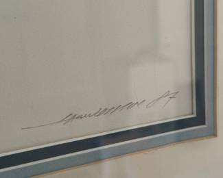 Signed and numbered Watercolor; (pink & blue floral) #2