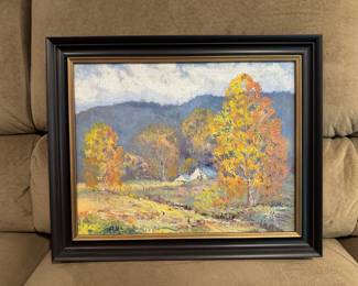 Original Oil on canvas (Abstract Autumn); artist unknown 