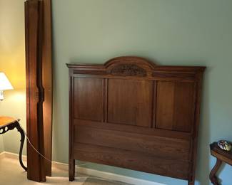 Antique full-size bed, headboard and side rails