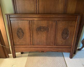 Antique full-size bed, headboard and side rails