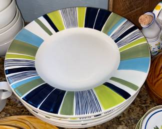 Pottery Barn striped 'Sausalito' dinner plates 