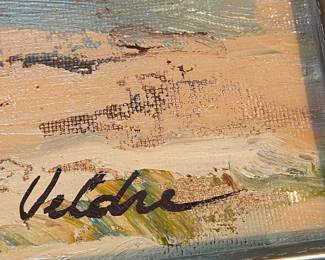 Original oil on canvas by Harijs Veldre (Fishing Boats); 23"x17.25"