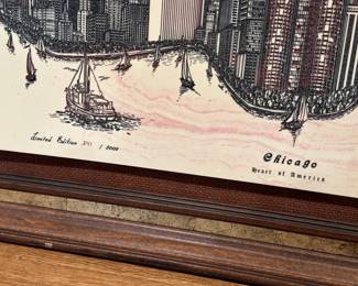 Chicago Skyline etching on marble by Eu. Andreyez