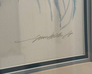 Signed and numbered Watercolor; (pink & blue floral) #1