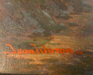 Original oil on canvas; (Goats in field); 36x24 