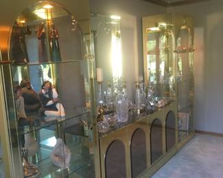 HOLLYWOOD REGENCY DISPLAY CABINETS AND CONSOLE/BUFFET CABINET