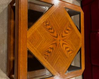 OAK AND GLASS COFFEE TABLE