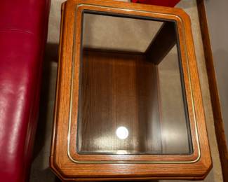 OAK AND GLASS SIDE TABLE