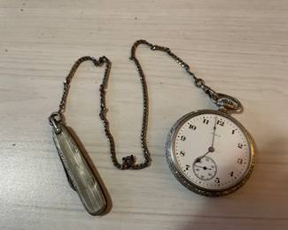 VINTAGE POCKET WATCH WITH KNIFE