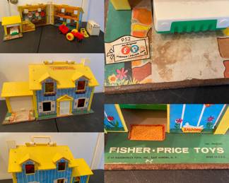 1969 FISHER PRICE Little People House Play Family Yellow #952 people furniture
