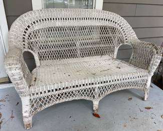 Vintage  Real Wicker Loveseat