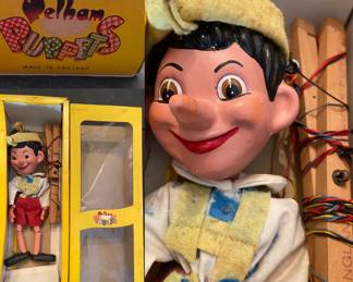 Vintage Pinocchio Puppet made in England Pelham Puppet’s