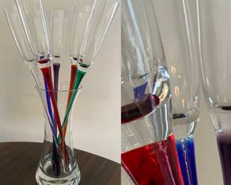 1990s Artland Celebration Collection Fluted Vase and Champagne Flutes