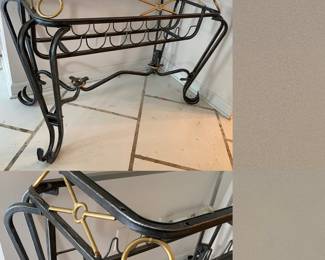 Iron Glass top Brass Detail Server/Wine Rack