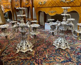 Pair of fabulous read and Barton, silver plated candelabras marked 800