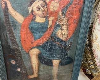 Beautiful religious icon 19th century  Oil on canvas