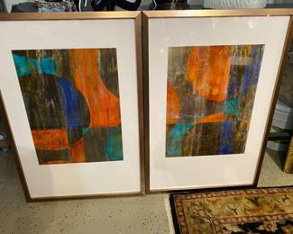 A pair of acrylic modern artwork