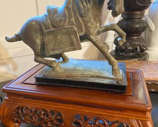 Fabulous vintage bronze Chinese tang horse On pedestal