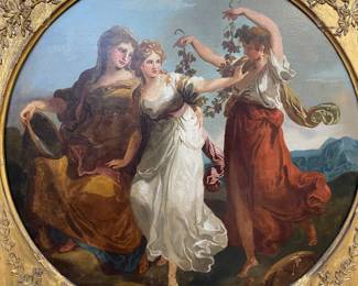 Fabulous early French 19th century oil on board Measuring 24 inches round