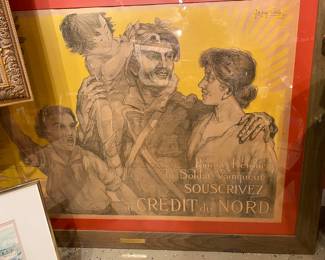 Very large French war poster signed and dated 1918