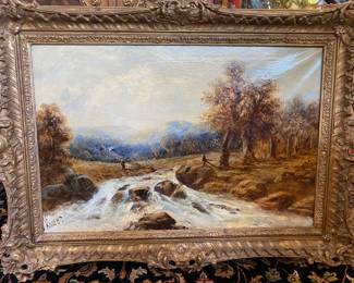 Beautiful large oil on canvas 19th century sign Keith