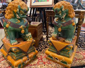 Beautiful pair of Vintage Chinese lions 35 inches tall.