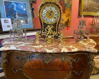 Beautiful French 19th century commode with gilt bronze and inlay