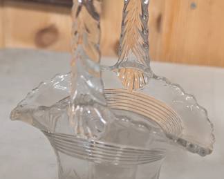 Vintage Westmoreland Etched Clear Glass Basket