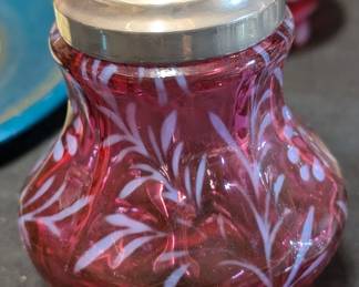 Fenton Cranberry Opalescent Sugar Shaker