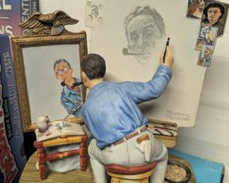 1978 Gorham Norman Rockwell Triple Self Portrait