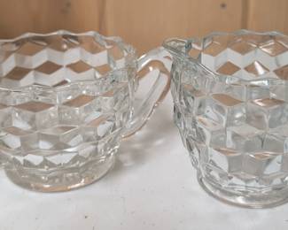 Vintage Fostoria American Sugar and Creamer
