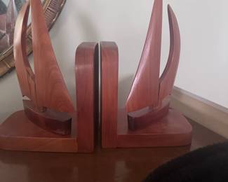 sailboat wooden bookends