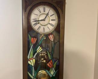 glass stain flower wall clock