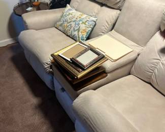 white gray recliner la-z-boy couch like new EUC