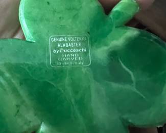 geniune volterra alabaster by pucceschi hand carved green shamrock