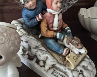 normal rockwell snow sled boys winter