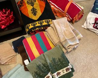 Bath towels as well as beach towels and a beach blanket ~