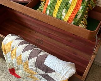 Vintage quilts and afghans.