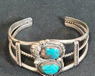 Beautiful turquoise and silver bracelet.