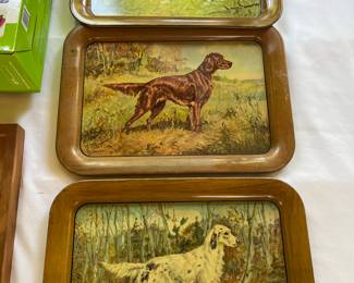 Vintage hunting dog trays