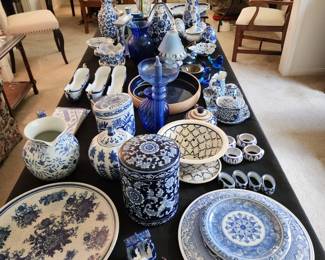 Large Collection of Blue and White Decor