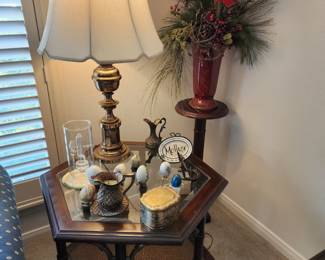 Midcentury Octogon Glass Top Table- Home Decor 