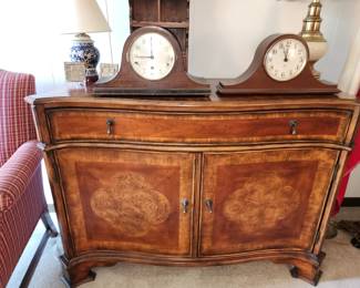 Vintage Sideboard- Antique Mantle Clocks