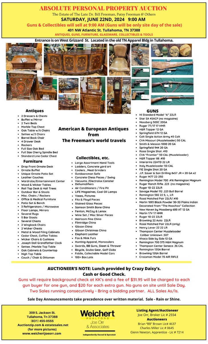 The Estate of The Late Dr. Bill Freeman ,... starts on 6/22/2024